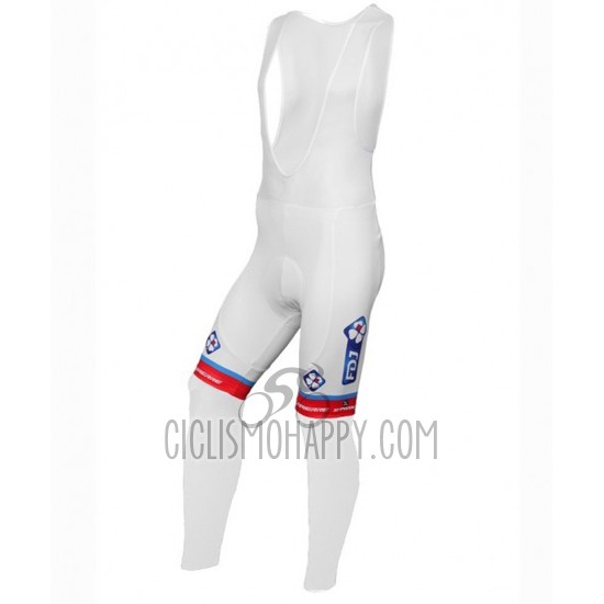 FDJ Cycling Jersey Bib Tight 2016 Long Sleeve White and Blue